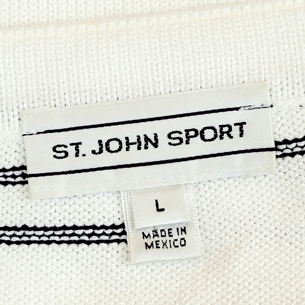 ST JOHN SPORT by Marie Gray Luxe Square Neck Knit Black White Tank Top Camisole - Picture 5 of 10
